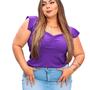 Imagem de Blusa plus size alça babado detalhe drapeado frontal feminino fashion