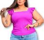 Imagem de Blusa plus size canelada alça babado feminina