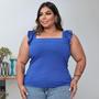 Imagem de Blusa plus size canelada alça babado tamanho grande feminino exclusiva