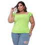 Imagem de Blusa plus size canelada alça babado tamanho grande feminino exclusividade