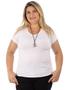 Imagem de Blusa Plus Size Feminina Visco Flame Decote V. Lisa Branca