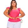 Imagem de Blusa plus size laise alça babado moda tamanho grande feminina.