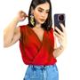 Imagem de Blusa Plus Size Transpassada Cropped Regata Duna Elástico - Vivi 4