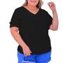 Imagem de Blusa Social Plus Size Feminina Camisa Manga Curta Botões Viscolinho