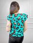 Imagem de Blusa T-shirt animal print colorido manga curta ombreira feminino