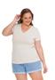 Imagem de Blusa T-shirt Básica Baby Look Decote V Feminina Plus Size 3013.6A