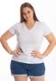 Imagem de Blusa T-shirt Básica Baby Look Decote V Feminina Plus Size 3013.6A