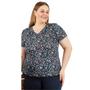 Imagem de Blusa T-shirt Decote V Básica Estampas Diversas Moda Primavera Verão Plus Size 3028A