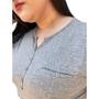 Imagem de Blusa T-Shirt Plus Size Feminina Camiseta De Manga Decote Botão Moda Até G4