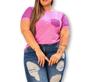 Imagem de Blusa T-shirt plus size manga e bolso paetê feminina