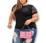 Imagem de Blusa t-shirt plus size manga e bolso paetê feminino