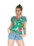 Imagem de Blusa T-Shirt Roupas Moda Feminina Estampa Folhagem Verde