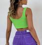 Imagem de Blusa top Cropped feminino alça canelado moda gringa