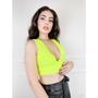 Imagem de Blusa top Cropped v profundo com bojo moda gringa feminino