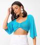 Imagem de Blusa Top Feminina Com Efeito Laço Rovitex Azul