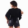 Imagem de Blusa Transpassada Lisa Baby Look Moderna Style Moda Feminina