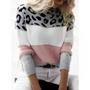 Imagem de Blusa Tricot Oncinha Manga Longa Frio Inverno Trico Outono Quentinha Listrada Estilosa Tendência Lançamento Inverno
