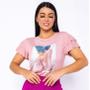 Imagem de Blusa tshirt feminina poá manga dois babados estampas diversas básica
