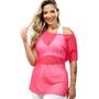 Imagem de Blusa Tule Academia  Fitness Feminina tela Transparente Camiseta