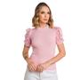 Imagem de Blusa Tule Manga Curta Luxo Elegante Poá Moda Blogueira