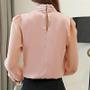 Imagem de Blusa Túnica Chiffon Feminina - Manga Comprida, Gravata Arco, Moda Escritório