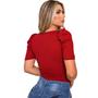 Imagem de blusas elegantes mangas bufantes decote quadrado moda bloqueira