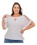 Imagem de Blusas Elegantes Plus Size Feminina Social Com Argolas e Ombros Abertos