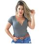 Imagem de Blusas femininas gola v atacado t-shirt lindas moda feminina