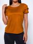 Imagem de Blusinha Babado Feminina Manga Curta Suede Blusinha T-shirt Camisa Moda Fashion