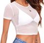 Imagem de Blusinha Blusa Tule Transparente Cropped Renda Alça Soltinha