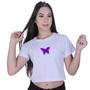 Imagem de Blusinha Cropped Algodão Borboleta Roxa