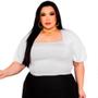 Imagem de Blusinha Feminina Blusa Plus Size Cropped com Manguinha