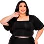 Imagem de Blusinha Feminina Blusa Plus Size Cropped Manguinha