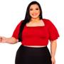 Imagem de Blusinha Feminina Blusa Plus Size Cropped Manguinha