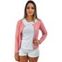 Imagem de Blusinha Feminina Cardigan Rosa de Manga Longa em Algodão