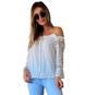 Imagem de Blusinha Feminino Ciganinha Detalhes Renda Guipir Manga Longa Ombro a Ombro ref 2748