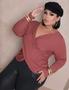 Imagem de Blusinha manga longa transpassada Rebeca em viscolicra plus size