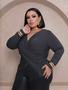 Imagem de Blusinha manga longa transpassada Rebeca em viscolicra plus size