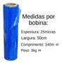 Imagem de Bobina Rolo Filme Stretch 500 X 0,25 Azul C/ 3 Kg Esticável