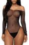 Imagem de Body Arrastão Transparente Strass Brilhoso 