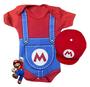 Imagem de Body Bebe Menino Super Mario + Boina - Temático Mesversário