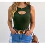 Imagem de Body blusa canelado com bojo regata feminino decote gota tendencia