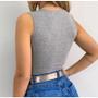 Imagem de Body blusa canelado com bojo regata feminino decote gota tendencia