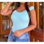 Imagem de Body blusa canelado faixa alça ombro a ombro feminino