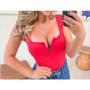 Imagem de Body blusa decote v alça larga feminino poliéster estilo