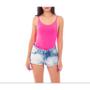 Imagem de Body blusa feminino alça fina com bojo decote nas costas poliéster moda fashion