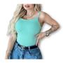 Imagem de Body blusa feminino canelado alça fina com bojo cavado nas costas elegante