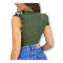 Imagem de Body blusa feminino canelado cavado babado fashion