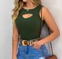 Imagem de Body blusa feminino canelado com bojo regata decote gota