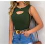 Imagem de Body blusa feminino canelado com bojo regata decote gota